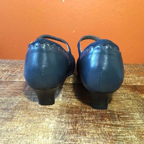 SAS San Antonio Shoes Cate Mary Jane Pump Navy Blue Womens 8 Wide Heel Comfort - Picture 4 of 10